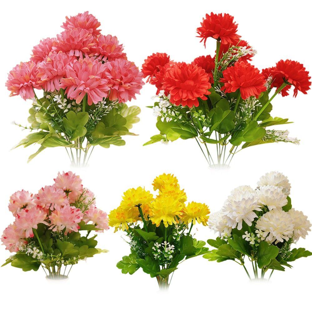 10 Heads Artificial Flower Bouquet With Stem Bridal Bouquets Simulation Hydrangea Floral Arrangement Pink Realistic Silk Flowers
