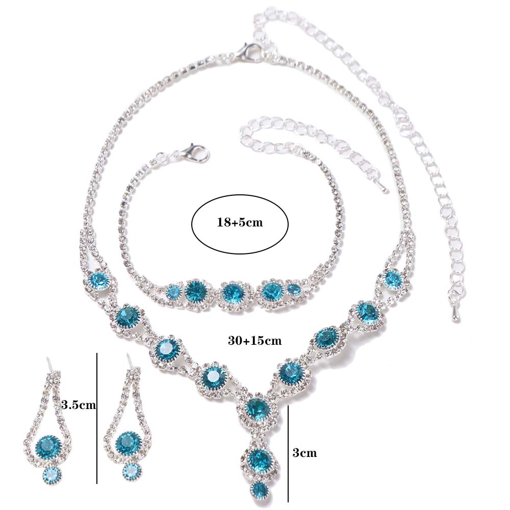 Shining Earrings Crystal Necklace Brida Rhinestone Jewelry Set  Banquet