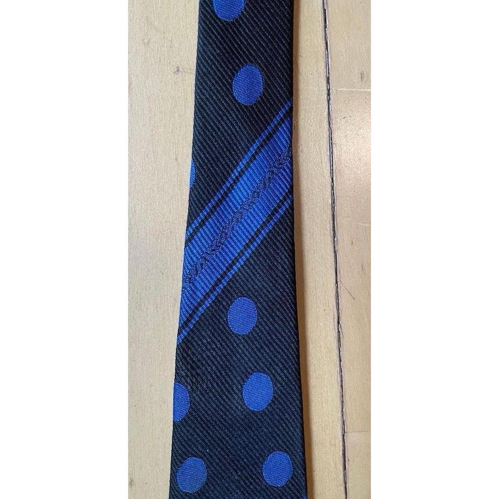 Used Comme des Garons Homme Plus tie, black, blue, dot, stripe, silk, made in Japan, 80s, 90s [wrinkles, signs of wear]
