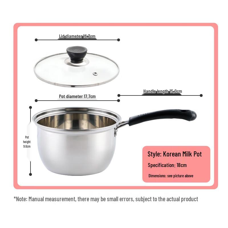 18cm Korean Style 201 Stainless Steel Milk Pot with Steamer