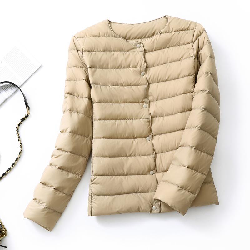 

Women s Korean Style Slim Fit V-Neck Lightweight White Duck Down Jacket Large