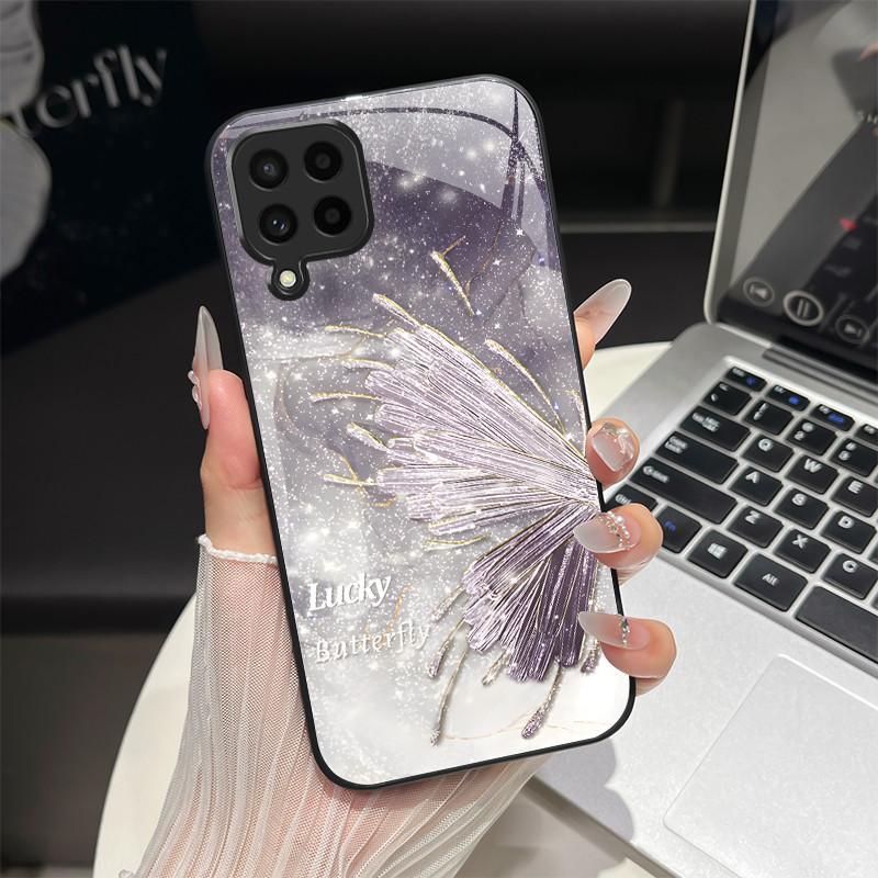 

Tempered Glass Hard Phone Case For Samsung M53 M13 M23 M33 A73 A53 A33 A13 A23 A04S 4G 5G Luxury Soft Silicone Shockproof Cover M33 5G