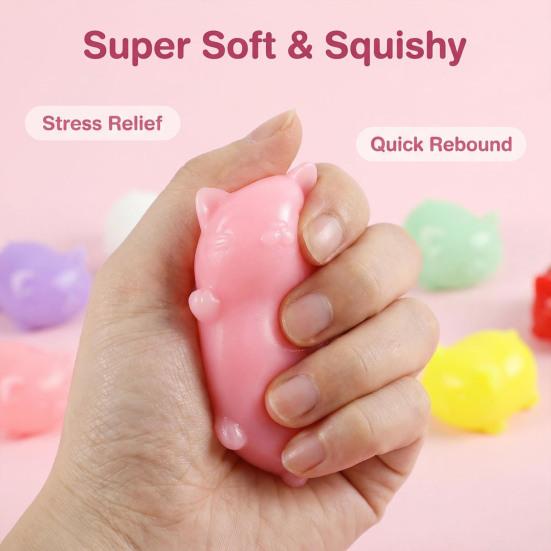 Kitten Squeeze Stress Toy, Soft Cat Fidget Ball, Cute Animal Decompression Toy for Office Desk, Gift for Cat Lovers