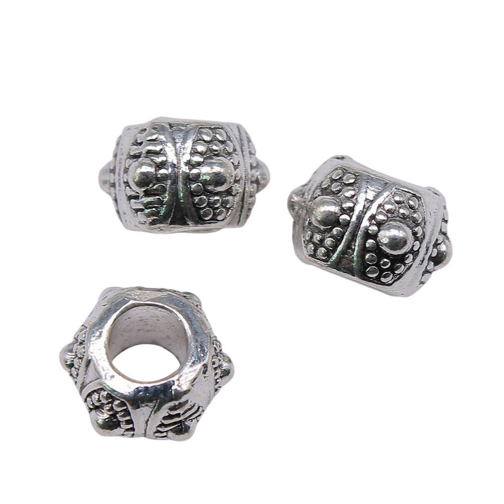 Vintage Floral Pattern Cylinder Beads Antique Style Large Hole Spacers For DIY