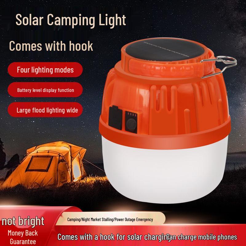 Solar Rechargeable Camping Light with Ultra-Long Battery Life for Emergency and Mobile Use.