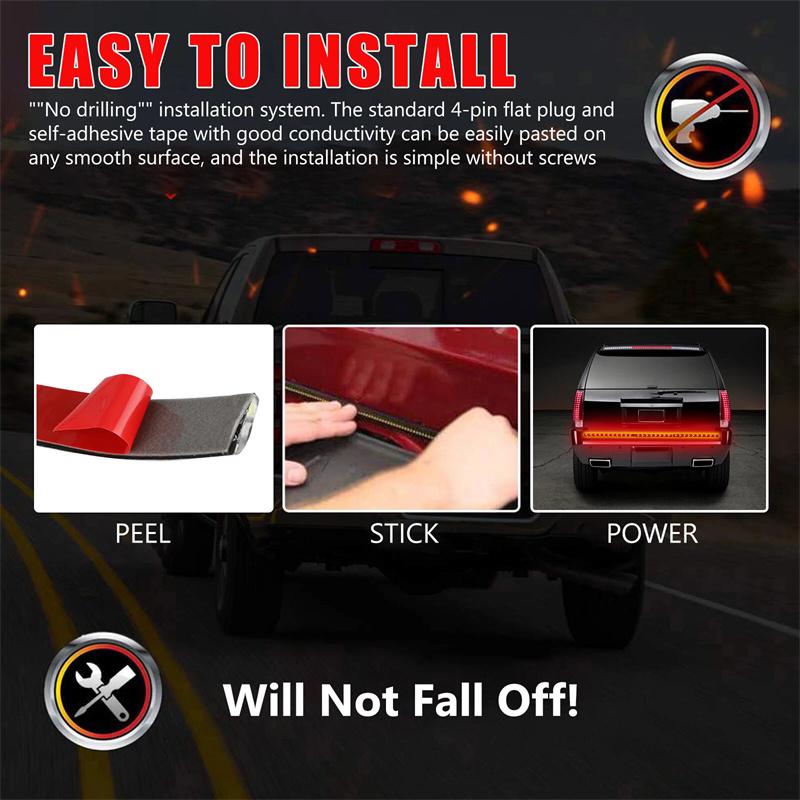 Truck Tailgate Light Bar 60 Inch Led Strip For Pickup Trailer Suv Full Function Brake Reverse Turn Signal Tail Lamp Waterproof