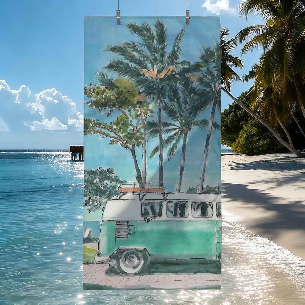 Vintage Surf Bus Handdoek Sneldrogende Strandhanddoeken Zijn Geschikt Voor Zwembaden Kamperen Yoga En De Sportschool W150*H220(CM)