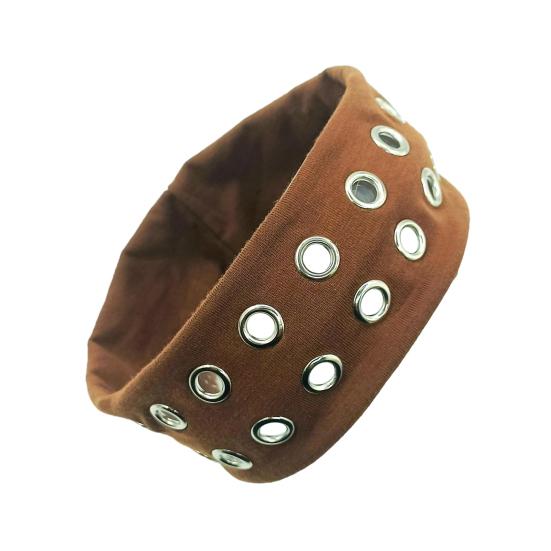 Headband Punk Style Rock Air-eye Decor Hair Band Elastic Fabric Eyelets Punk Headwrap Hair Accessory