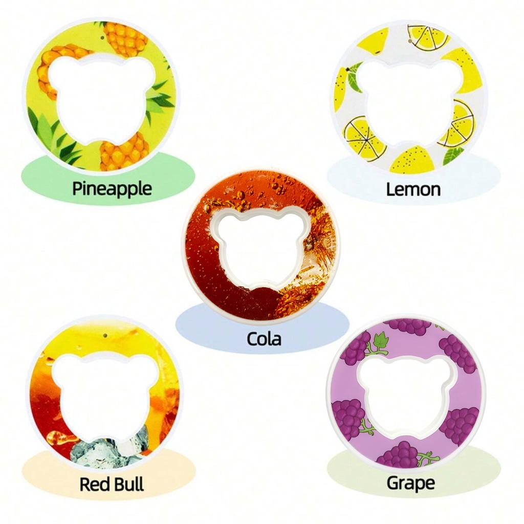 3/5/7PC Bear Shape Fruit Drink Flavor Pod Creative 0 Sugar 0 Calorie Flavor Ring For Plastic Water Bottles Sports Water Cups Too