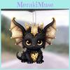 Acrylic Surface Flat Black Dragon Pendant With Cartoon Style For Gift Use