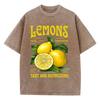 Green Planted Lemons Prints Washed TShirt Womens Cotton Oversized Tops Comfortable Distressed ONeck Streetwear Summer Clothes