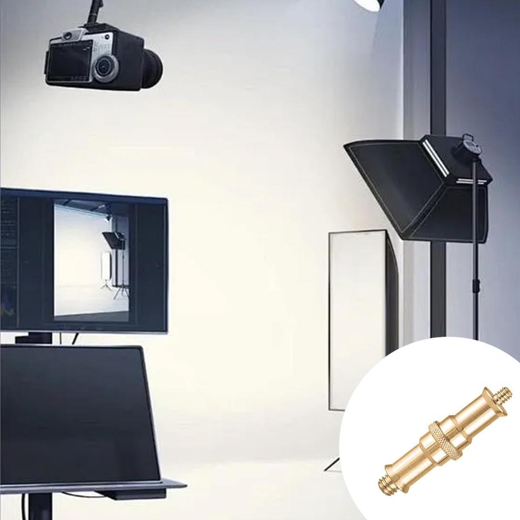 4 PCS Standard 1/4 to 3/8 inch Metal Convertor Threaded Screw Tripod Adapter Spigot Stud for Flash Holder, Studio Light Stand, Ball Head (Copper)