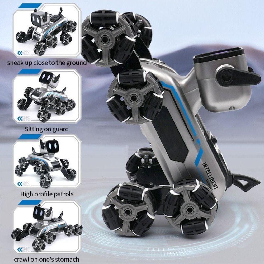 Eight Wheeled RC AI Robot Silver Remote Control Toy Dog Remote Control Robot Children's Gift