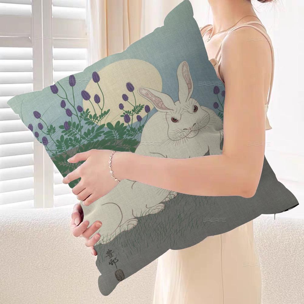 Kanin konstkudde present hemmakontor dekoration sovrum soffa bil kuddfodral fodral 45x45