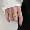 French Fashion Gold-Plated Titanium Ring with Cow Horn Grain - Cool European & American Style Wide Band Jewelry