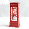 Christmas Red Vintage Luminous Phone Booth Lantern Christmas Tree Snowman Santa Claus Figurine In Telephone Booth Decoration