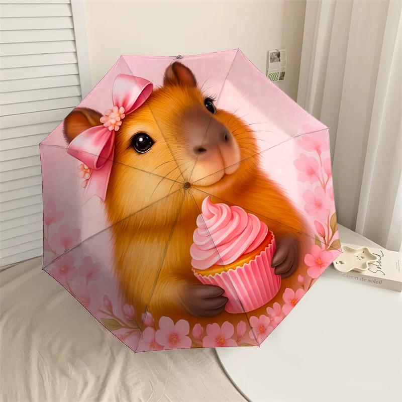 

1PC hamster cupcake Umbrella-8-Rib Reinforced, Automatic Open, Lightweight & Durable, Cute Fashion Accessory for Outdoor, Beach or Casual Use, Beach U