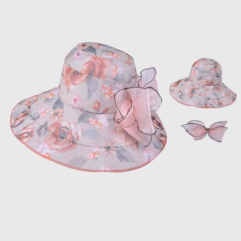 Detachable Bow Mom Fisherman Hat Windproof Rope Sunscreen Basin Hat Thin Bow Sunshade Cap  Travel