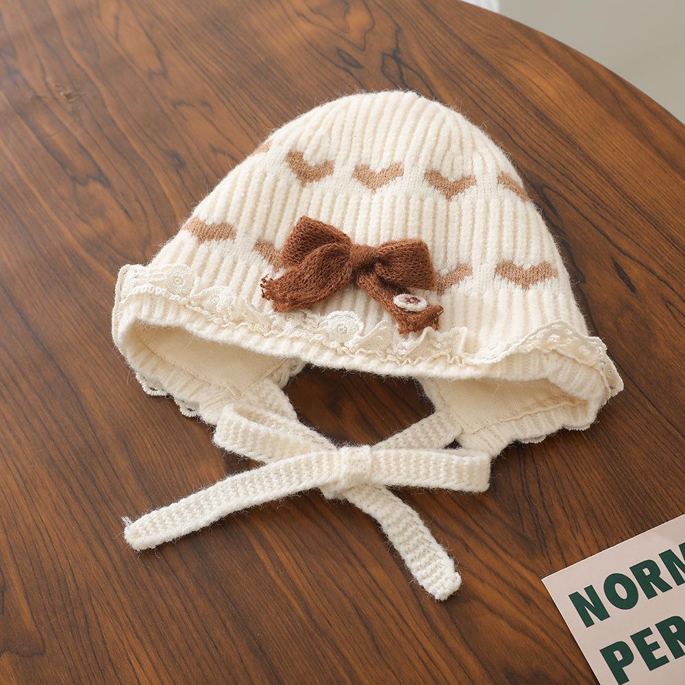 Windproof Knitted Baby Hat: Warm Wool Pointed Top with Ear Protection for Newborn Girls