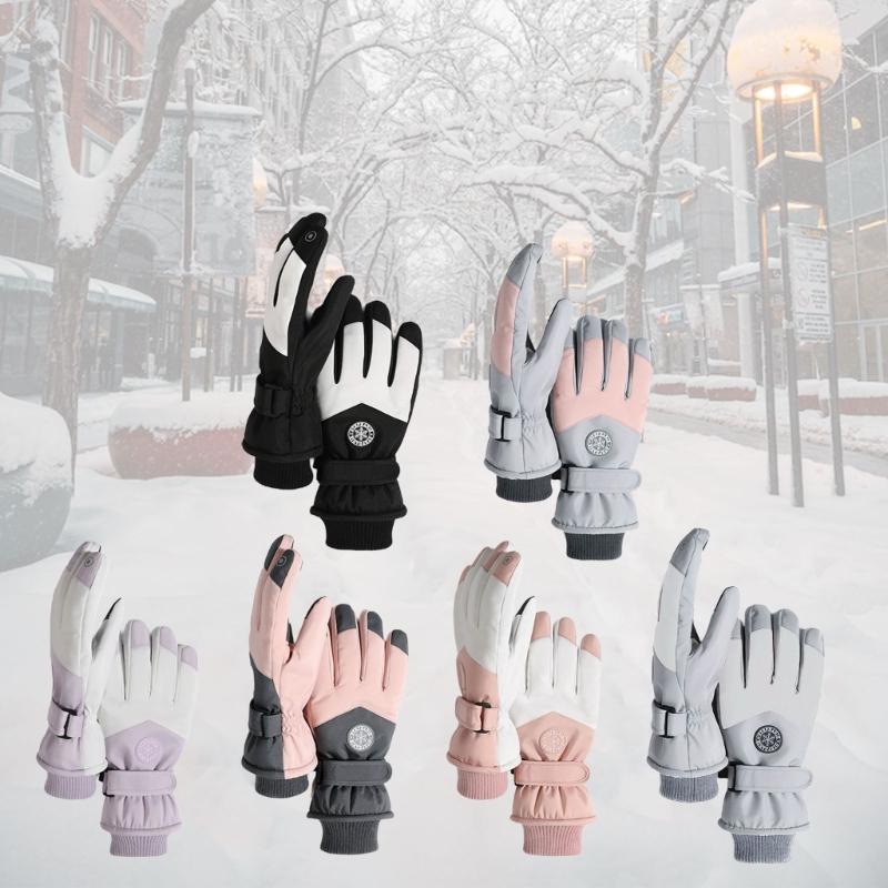 Coldproof Warm Ski Gloves for Female Winter Activity Insulated Gloves for Mountain Climbing Thicken Fleece Hand Warmer