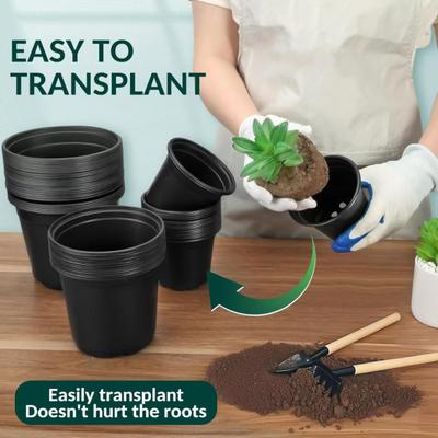 Seedlings Pots with Drainage Holes Plastic Plant Nursery Pots Seeds Starter Pots for Succulents Flowers Herbs Transplanting Indoor Outdoor Gardening