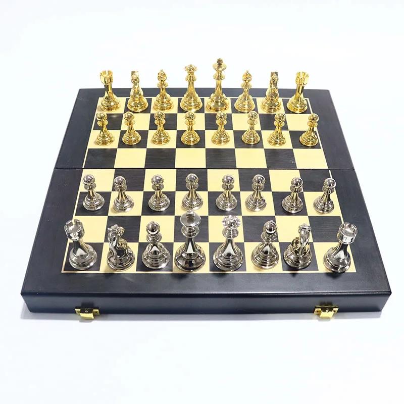 Luxury Metal Chess Set + Wooden Board