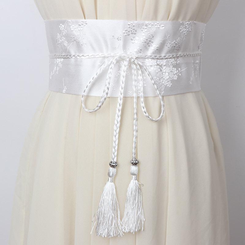 Retro Ethnic Embroidered Hanfu Cincher: Wide Waistband Decorative Dress Accessory