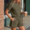 Women's Fashionable Loose-Fit Short-Sleeve Top + Shorts Casual Two-Piece Set