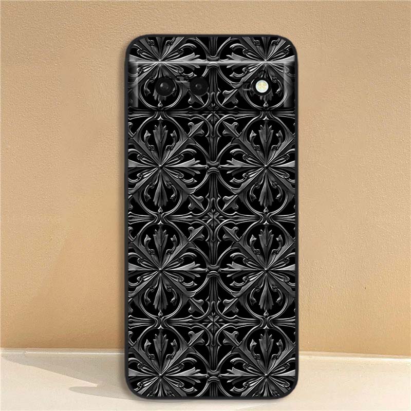 Black carved woven texture Phone Case For Google Pixel 10 9a 9 8A 8 7 7A 6 6A Pro XL 2024 5G Black Soft TPU Silicone