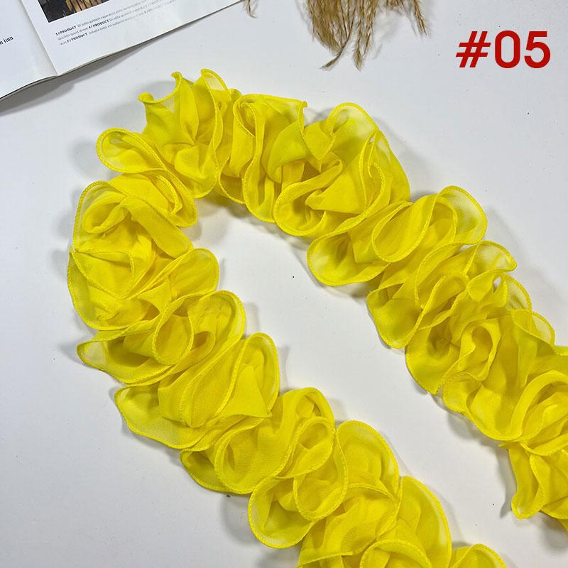 10 Yards 10cm Width Pleated Chiffon Tulle Lace Trim Ruffled Lace Fabric Applique Ribbon Trim Edge For DIY Sewing Dress Curtain