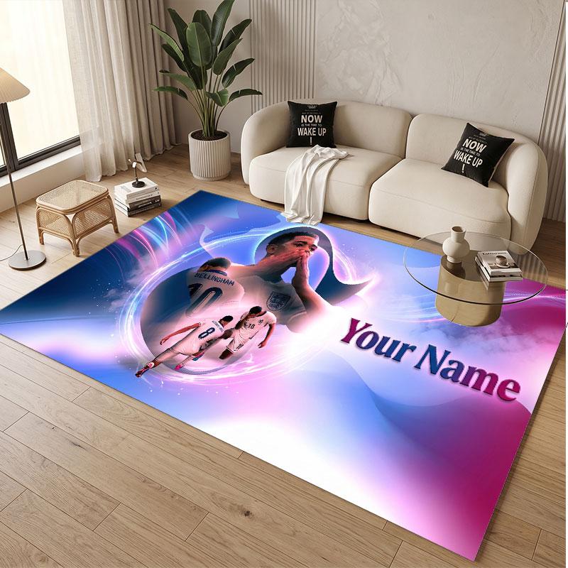 Custom Rug Jude Bellingham Pattern Print Name Text Soft Non‑Slip Floor Carpet for Home Indoor Decoration