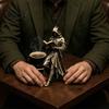 Gift for Book Lovers Gothic Hooded Reaper Reading Resin Statue, Mystical Wizard Skull Figurine Creepy Tabletop Art Desktop Bookshelf Decor,