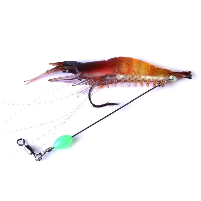 

HENGJIA 1 шт. 5,3 г/8 см светящаяся приманка для креветок, форели, окуня, щуки, мягкие приманки с бусиной