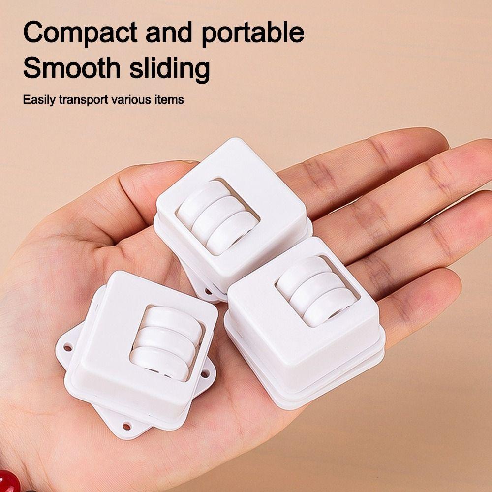 4Pcs Portable Self Adhesive Universal Wheel Mute With Brake Self Adhesive Pulley Mini Pulley Base Furniture Move Accessories