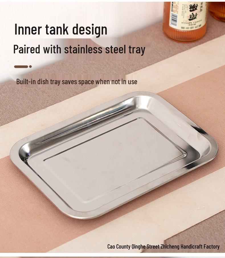 Thick Bamboo Cutting Board with Stainless Steel Tray for Home Use