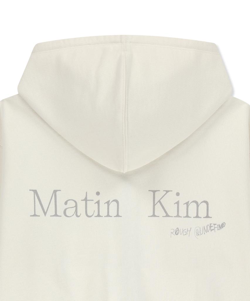 Matin Kim Back Logo Essential Hoody Zip Up In Ivory