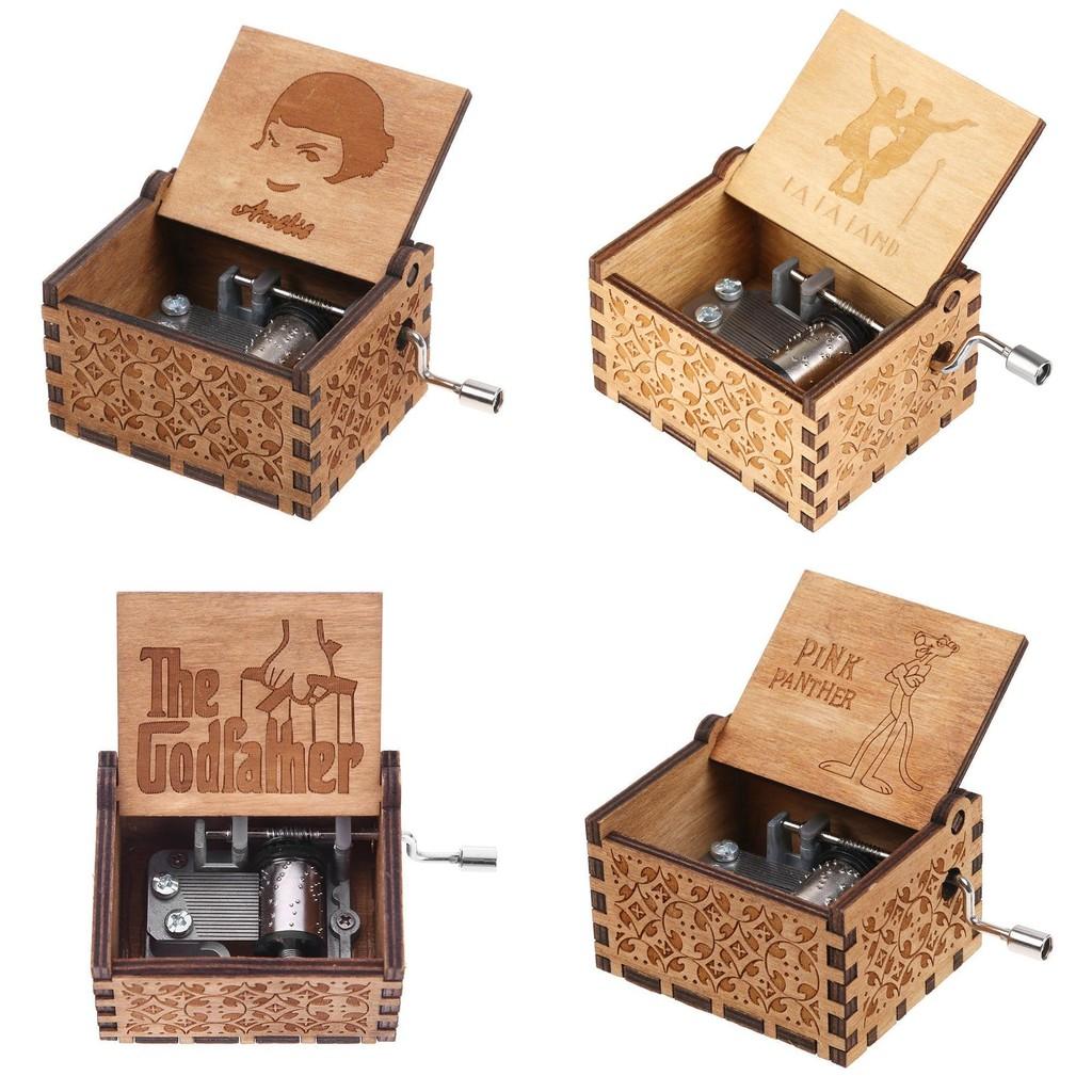 Handcrafted Retro Music Box Carved Wood Music Case Perfect For Xmas And Birthdays