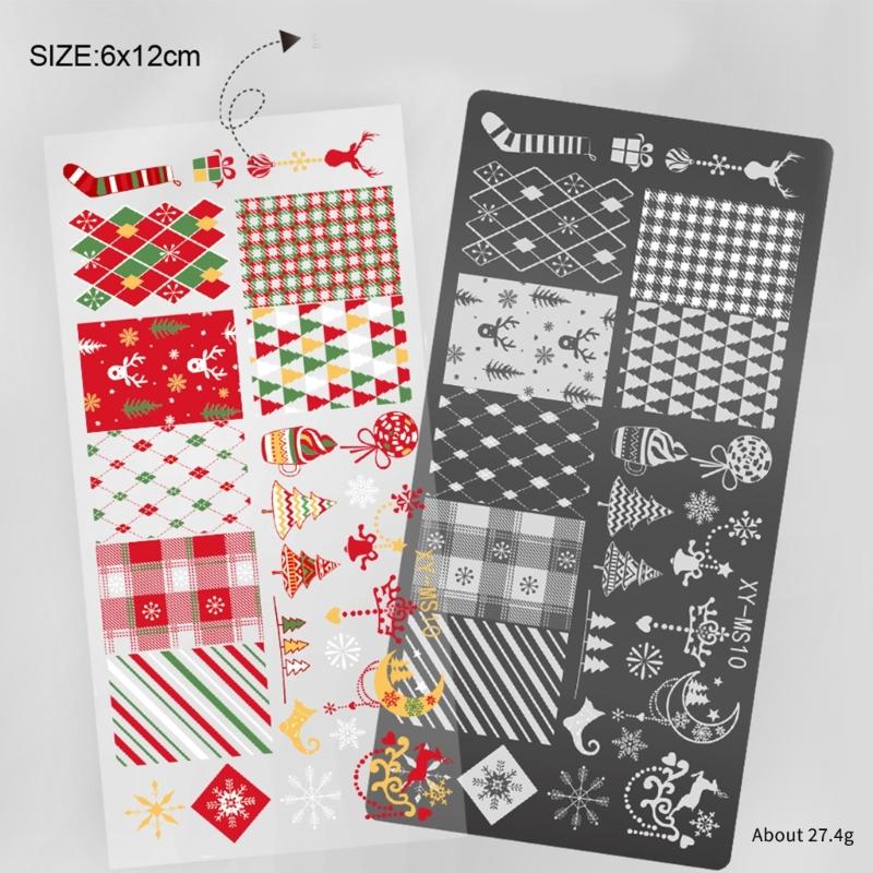 Nägel Stempelvorlagen Weihnachtsserie Nägel Kunst Stempelplatten Schneeflocken Nägel Platten Maniküre Druckschablonen