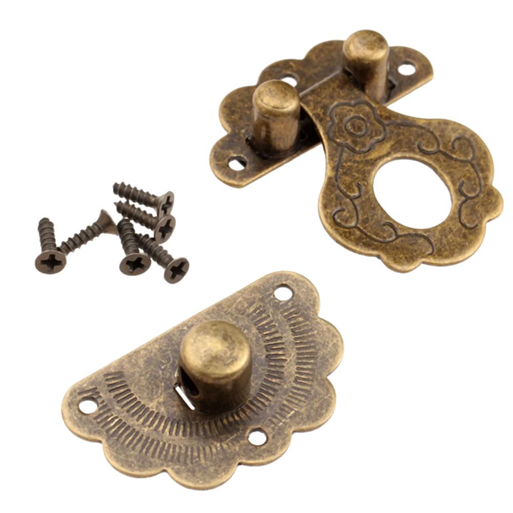 4pcs Antique Bronze Hasps Lock Decorative Jewelry Wood Box Padlock with Screw