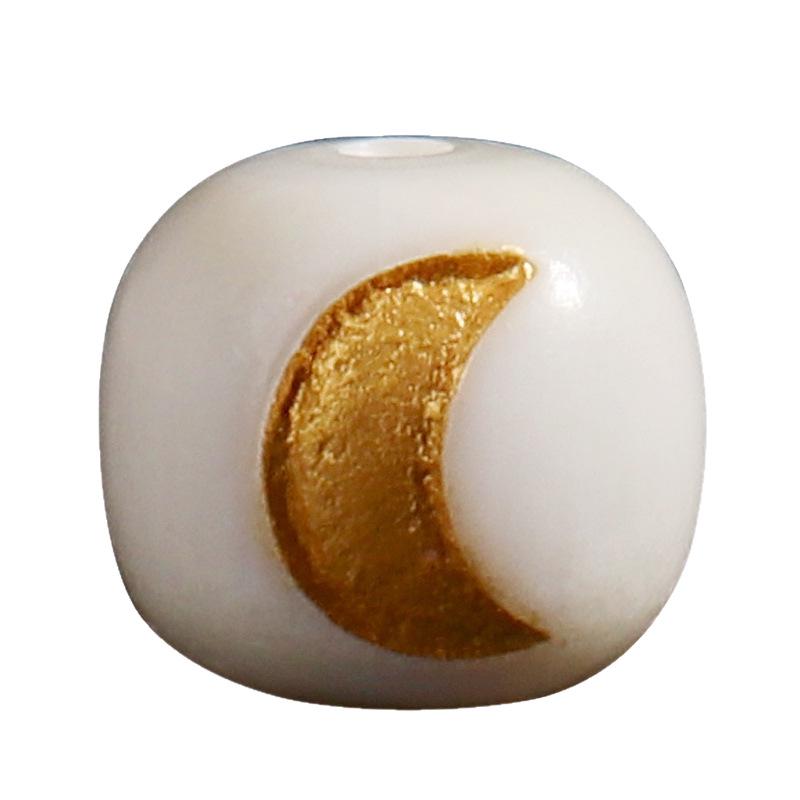 Mammoth Ivory Sun Moon Stars Barrel Beads Bracelet with Buddhist King Kong Bodhi Accessories