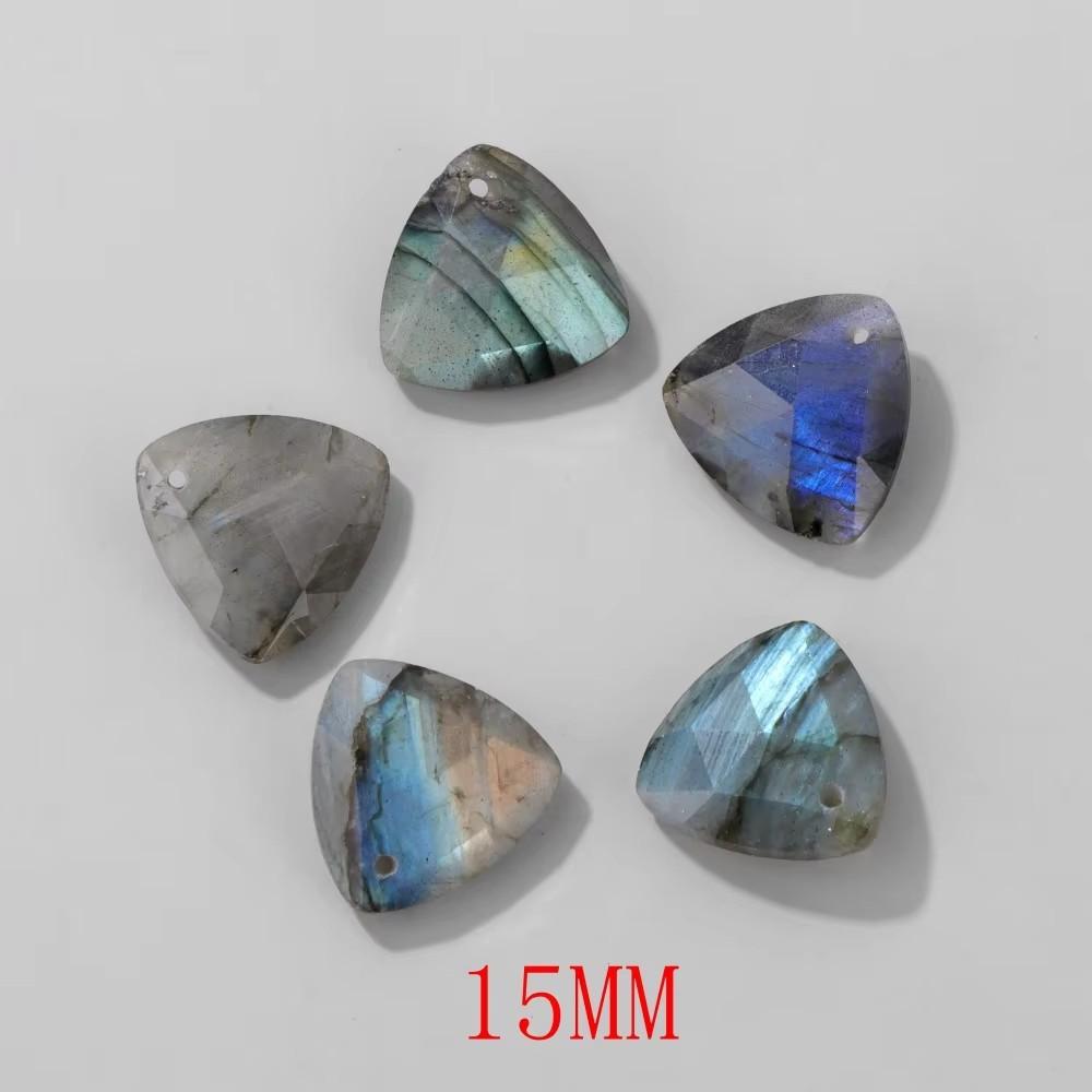 1Pc Quality Natural Labradorite Stone Charm Triangle Double-Sided Faceted Pendant DIY Accessories Necklace Earrings