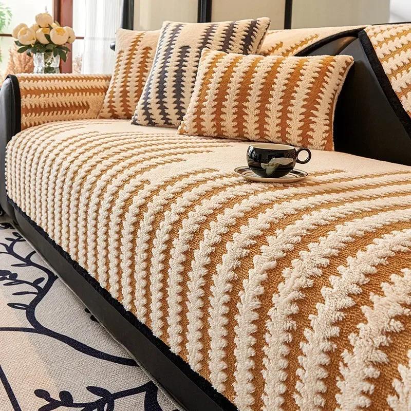 1pc Solid Color Soft Sofa Cushion Anti-dirt Anti-cat Scratch L Shaped Sofa Cover Non-Slip Couch Armrest Mat for Living Room Home