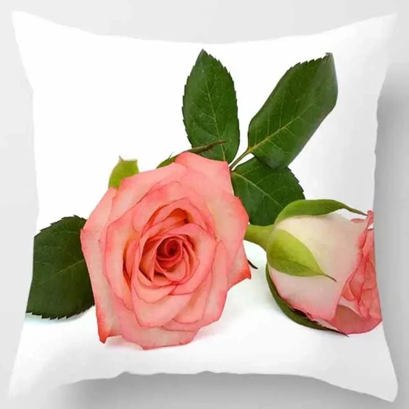 Sofa Bedroom Car Decoration Pillowcase Yellow Rose Print Pattern Cushion Cover Suitable For Home Living Room