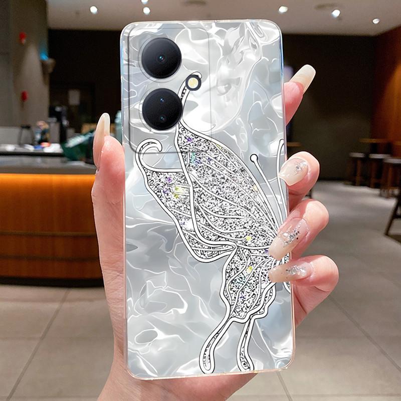 Phone Case For Vivo Y78 5G Shell For VIVO V29 Lite 5G Funda Butterfly Bow Protective Casing Transparent Soft Silicone TPU Cover