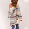 Women's Solid Color Stripe Top Long Sleeve Cardigan Top Lightweight Long Jacket