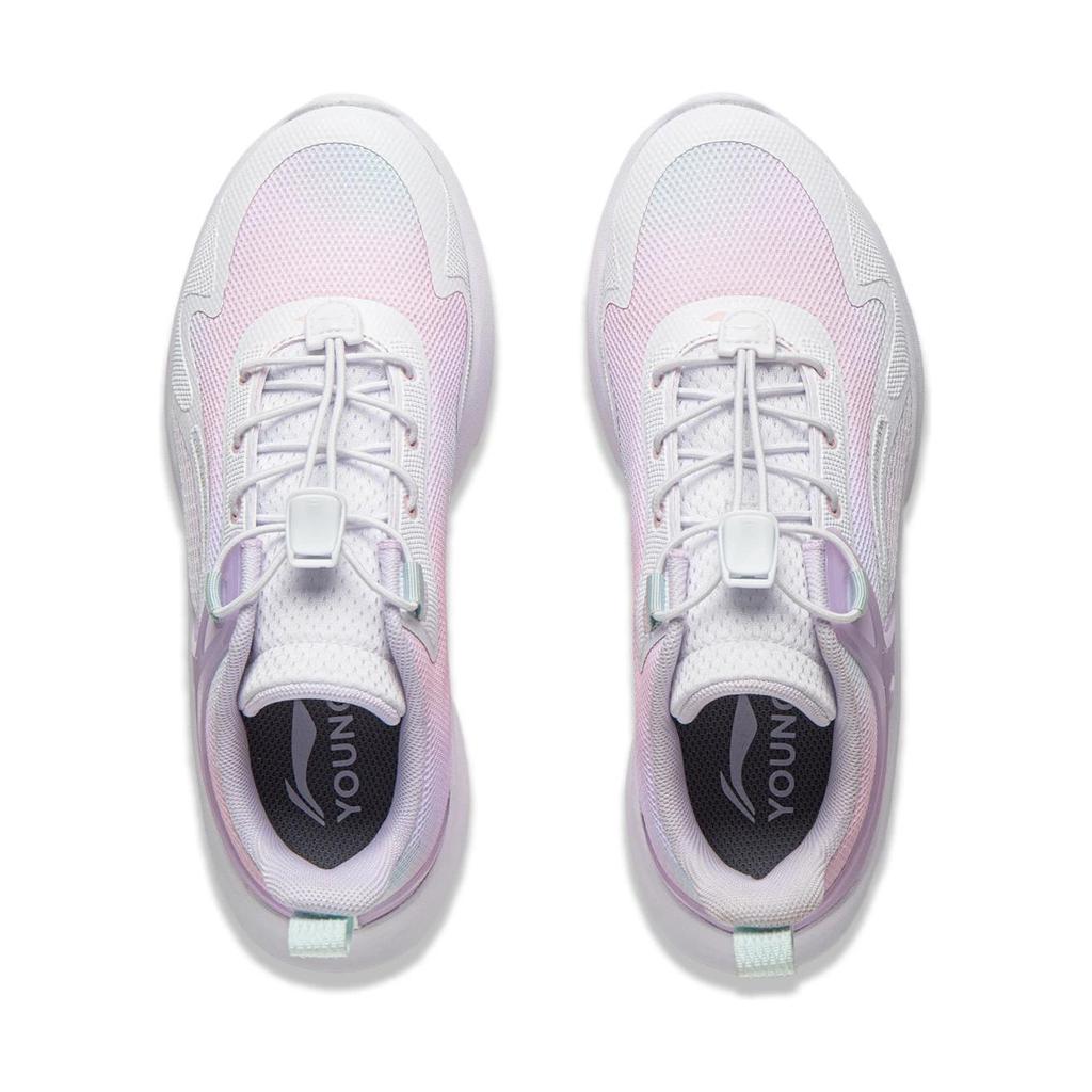 Li Ning Kids Comfortable Non-Slip Wear-Resistant Low-Top Casual Shoes Kids Casual Shoes White Pink Purple YKCU038-2