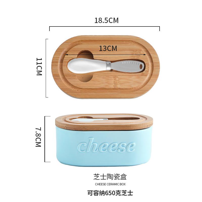 Nordic Ceramic Butter Dish with Cover and Cutter Set Cheese Storage Tray Container Box Kitchen Butter Sealed Box Butter Dish