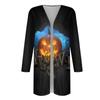 Women's Fashion Casual Halloween Print Medium Length Cardigan Jacket Coat