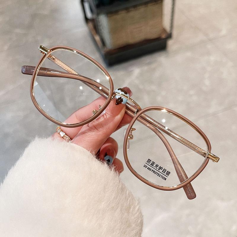 Korean Fashion Men And Women Square Black Frame Classic Anti Blue Light Glasses TR Retro Versatile Anti-radiation Eyeglasses Can Replaceable Lenses