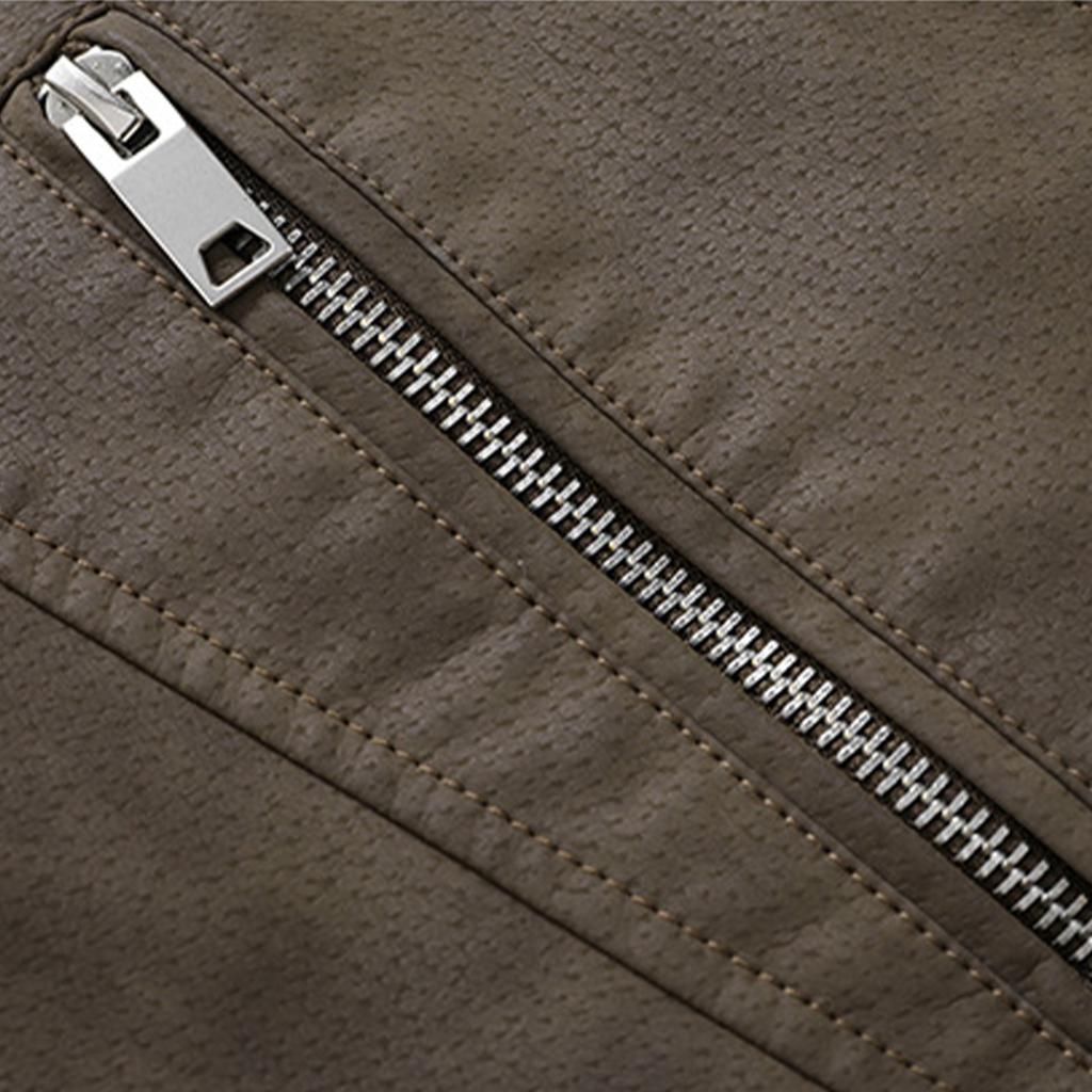 Men's Jacket Slim Fit PU Motorcycle Leather Jacket Lapel Leather Jacket